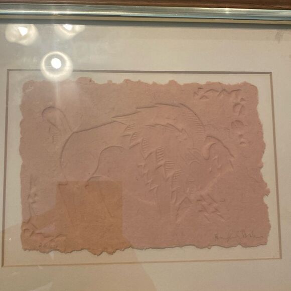 Original Framed Vintage Bison in Nature Embossed Paper Artwork, Signed by Artist - Picture 1 of 5